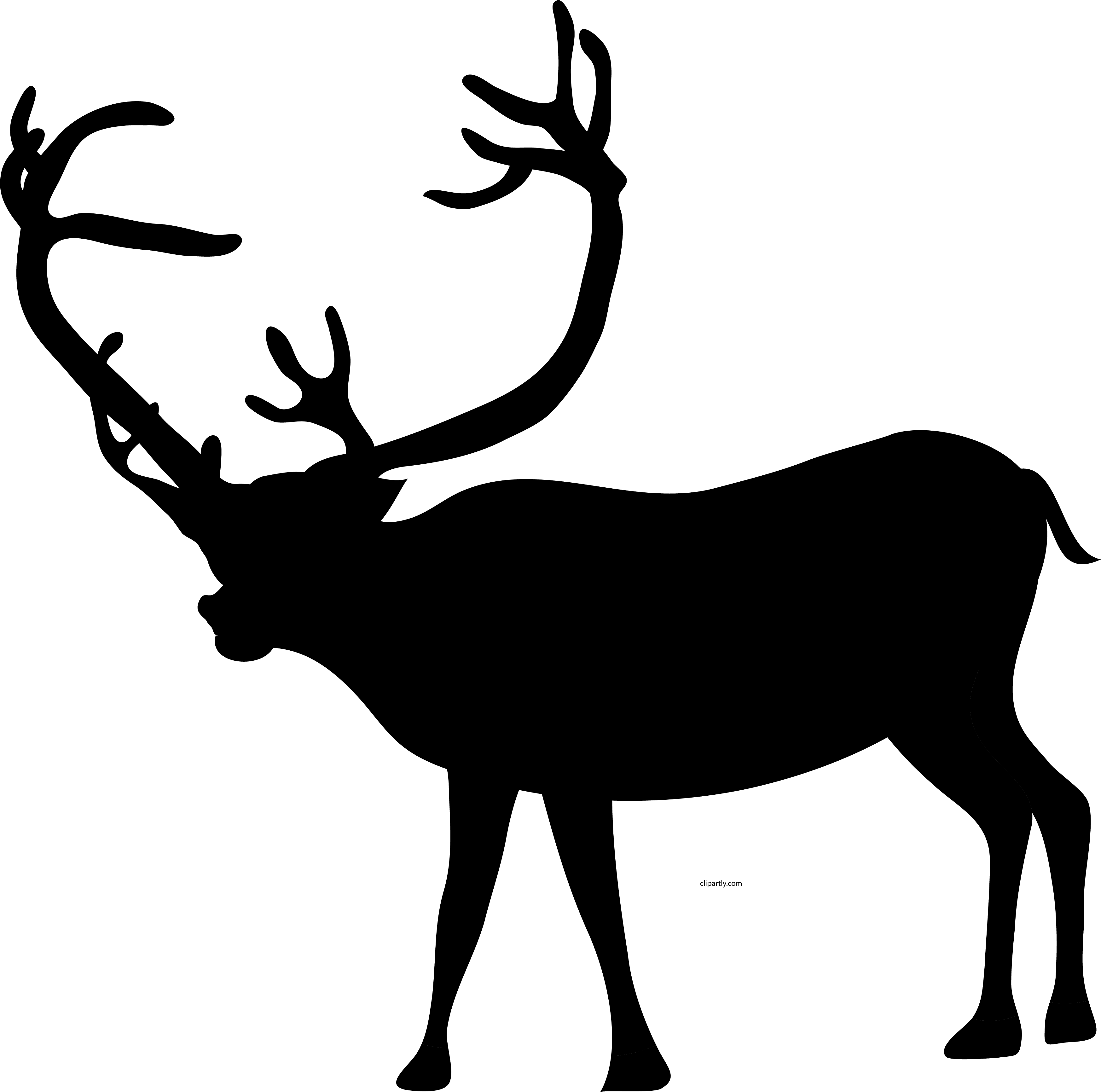Christmas Black Color Deer Clipart Png - Encapsulated Postscript (3493x3464), Png Download
