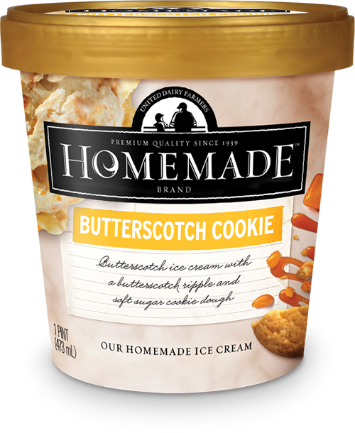 Homemade Brand Butterscotch Cookie Ice Cream Pint - Homemade Cookie Dough Ice Cream Brand (500x610), Png Download