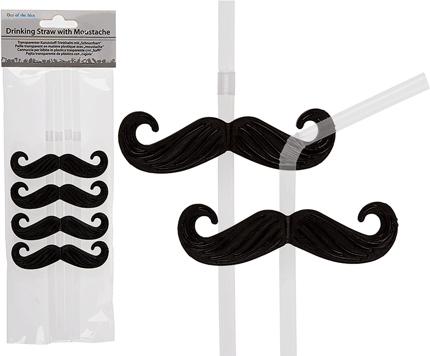 Transparent Plastic Drinking Straw With Moustache (945x709), Png Download
