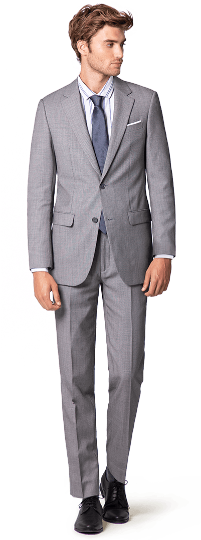 New Grey Wool Blend Suit - Traje Gris (400x1089), Png Download