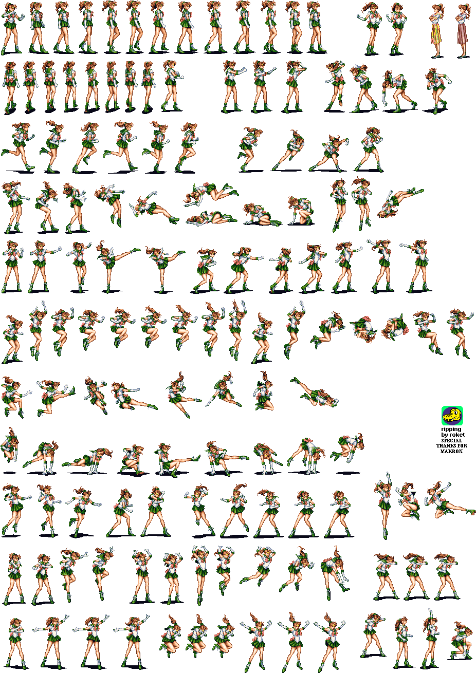Click For Full Sized Image Sailor Jupiter - Sailor Moon Sprite Sheet (938x1319), Png Download