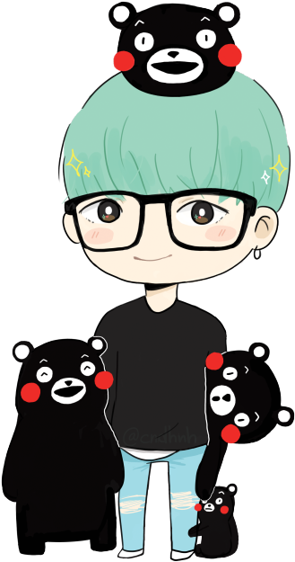 “suga X Kumamon “please Do Not Edit Or Repost Redbubble - Sticker Bts Suga Chibi (450x750), Png Download