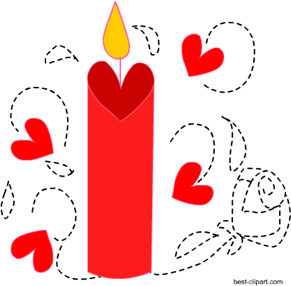 Candle With Hearts, Free Clip Art Image - Clip Art (450x450), Png Download