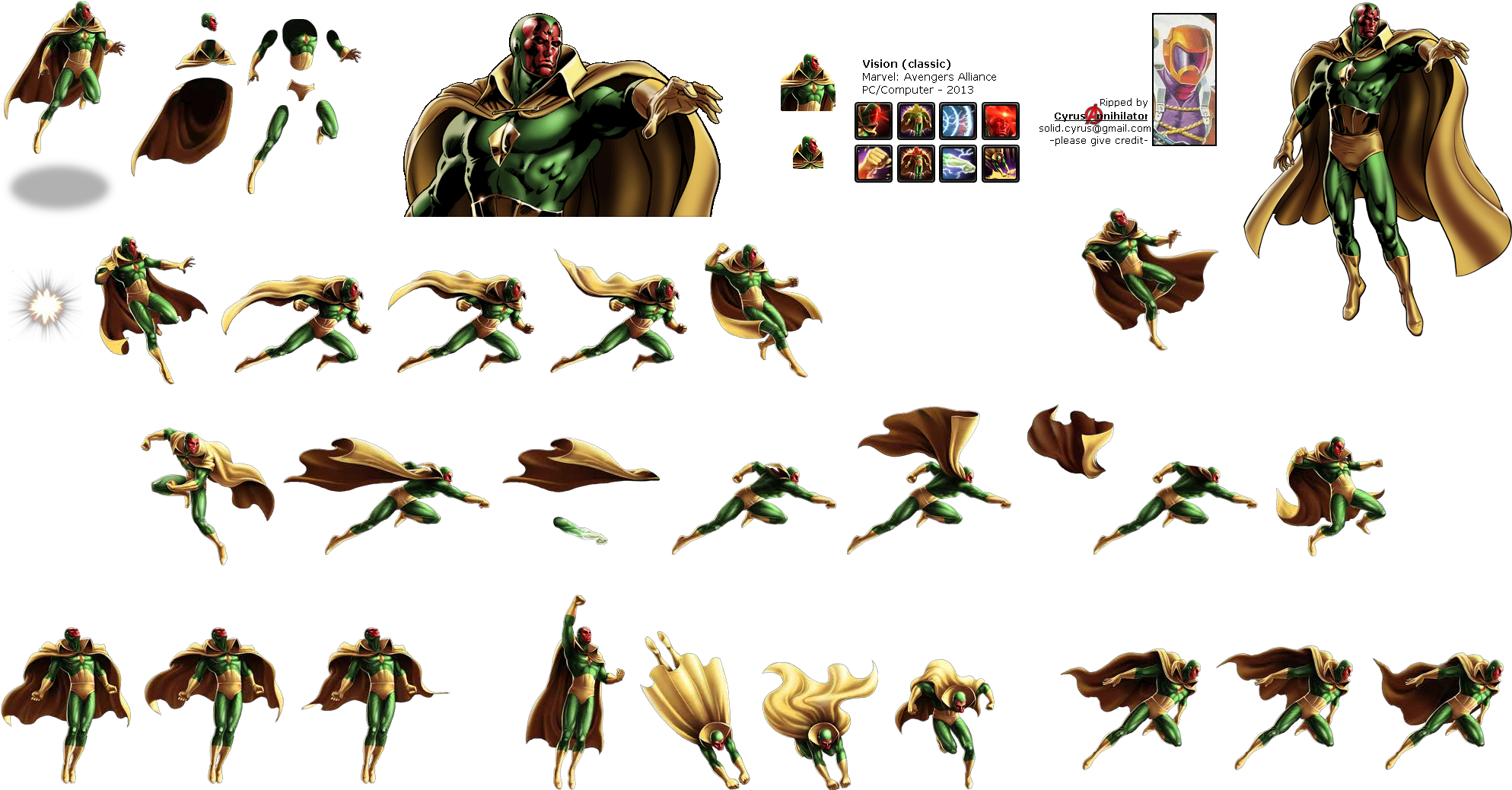 Click For Full Sized Image Vision - Marvel Avenger Alliance Sprites (2000x1050), Png Download