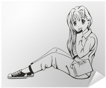 Mujer Anime Sentada (400x400), Png Download
