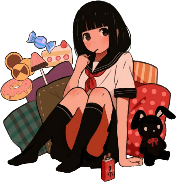 Bad - Transparent Anime Girl Sit (595x600), Png Download