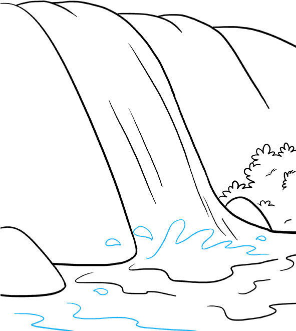 How To Draw Waterfall - Waterfall Drawing (680x678), Png Download
