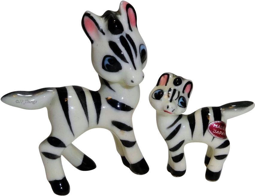 Miniature Momma Zebra And Baby Zebra Porcelain Figurines - Stuffed Toy (851x851), Png Download