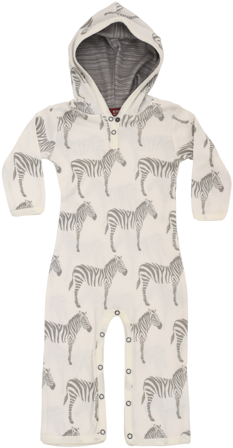 Milkbarn Baby Organic Cotton Hooded Romper In Grey - Romper Suit (960x960), Png Download