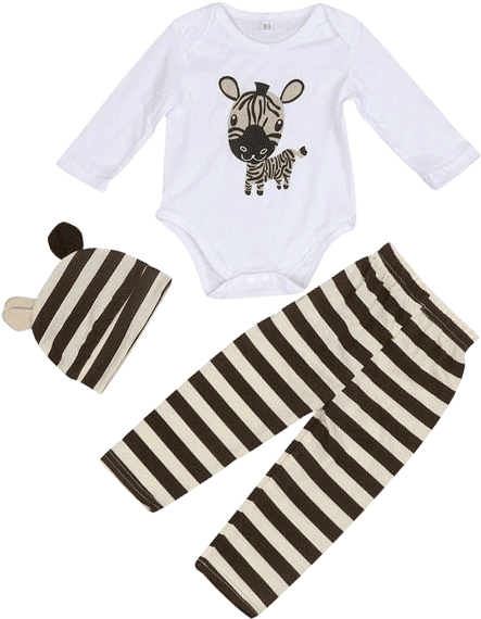 Petite Bello Clothing Set 0-6 Months Little Zebra Clothing - 3pcs Baby Cotton Romper Set Infant Newborn Boys Girls (600x600), Png Download