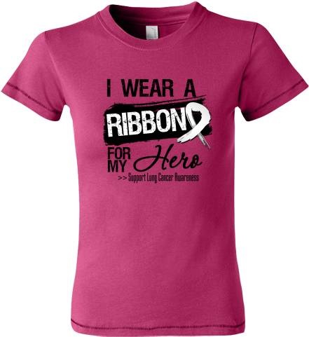 I Wear A Lung Cancer Ribbon For My Hero Shirts, Apparel - Supporting The Fighters Admiring The Survivors Honoring (480x480), Png Download
