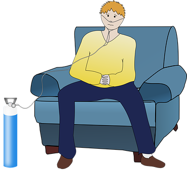 Oxygen Breathe Chronic Disease Health Illn - Paciente Con Oxigeno Dibujo (369x340), Png Download