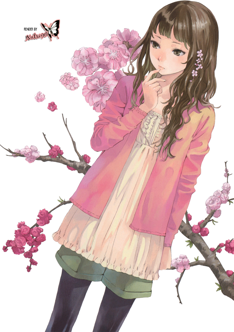 Anime Girl Render Flower (750x1064), Png Download