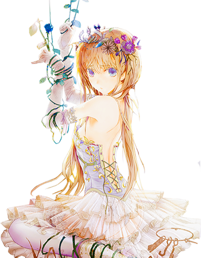 Flower Girl By Hibari Mx-d5g20ed - Anime Girl Render Flower (408x525), Png Download
