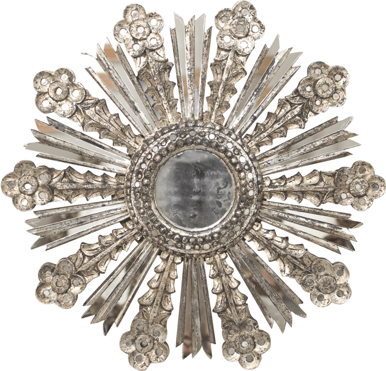 Worlds Away Champagne Silver Leaf Starburst Mirror - Gold Leaf Starburst Antique Mirror With Mirror Insets, (800x800), Png Download