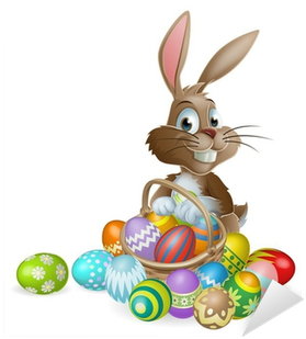 Easter Bunny Rabbit With Easter Eggs Basket Sticker - วัน อีส เตอร์ การ์ตูน (400x400), Png Download