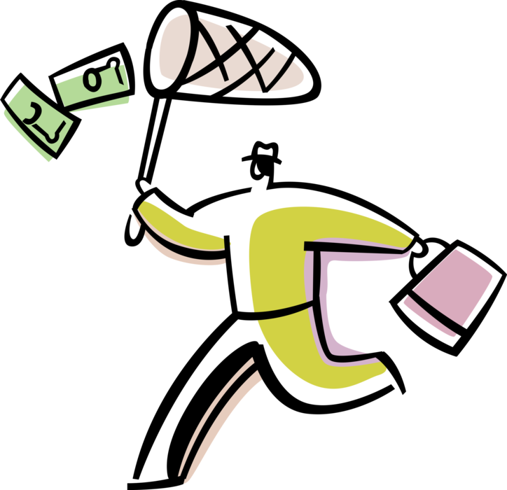 Vector Illustration Of Businessman Chases Financial - Saving (724x700), Png Download