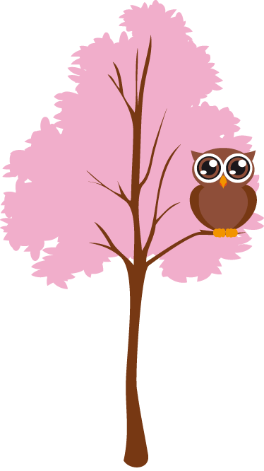 Pink Tree And An Owl Kids Sticker - Hootin' For You Envelope Seals (374x666), Png Download