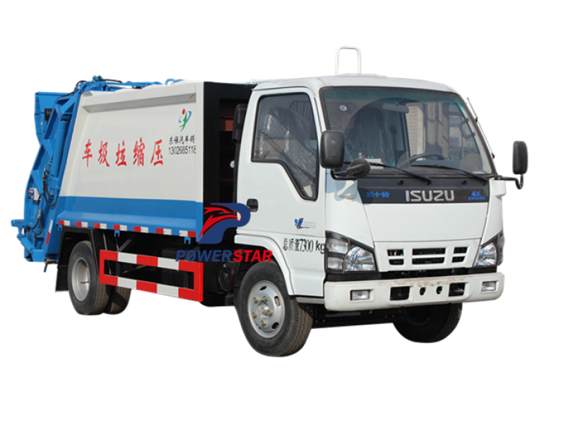 Hydraulic Pressed Garbage Truck Isuzu Brand Compactor - Isuzu (796x597), Png Download