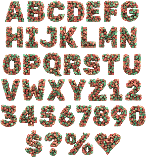 Christmas Presents Gift Box Font - Stock Photography (595x643), Png Download