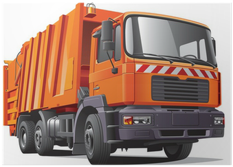Orange Garbage Truck (400x400), Png Download