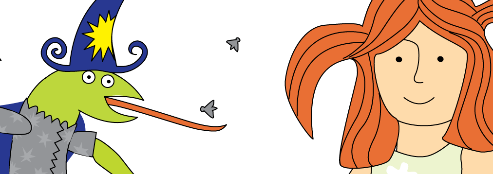 Top Of Page 1 Drawing Of Wizard Lizard Catching Flys - Drawing (1012x358), Png Download