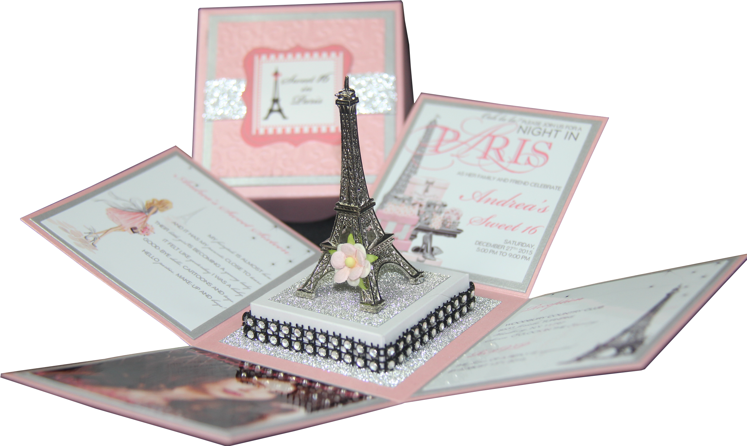 Paris Theme Quinceanera Invitation (2464x1699), Png Download