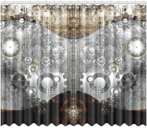 Steampunk In Vintage Design Window Curtain - Steampunk, Clocks And Gears Beach Towel (500x500), Png Download