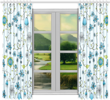 Bright Blue Window Curtains - Curtain (500x500), Png Download