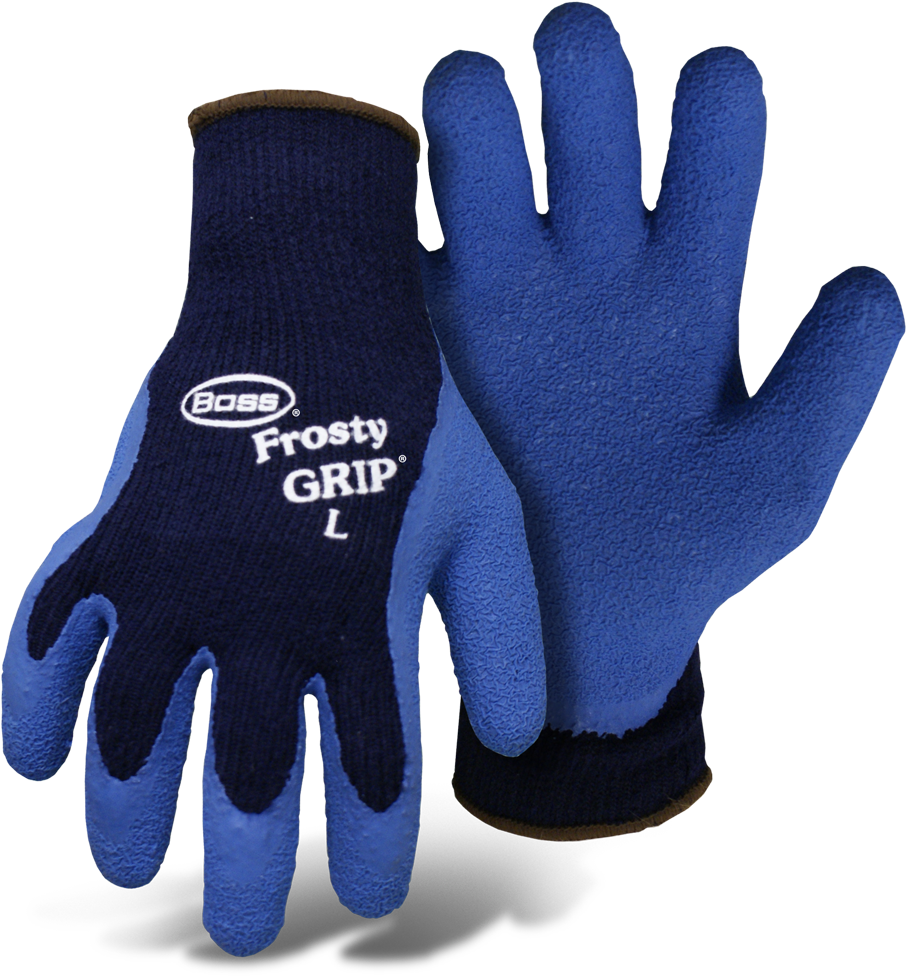 Boss® Frosty Grip® Blue Insulated Knit Latex Palm - Boss Frosty Grip Gloves, Insulated Knit W/latex Coated (909x988), Png Download
