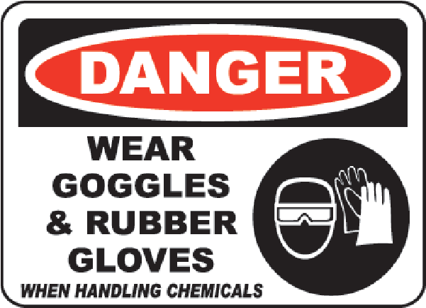 Wear Goggles & Rubber Gloves When Handling Chemicals - Flammable Liquid Storage Signs (600x600), Png Download