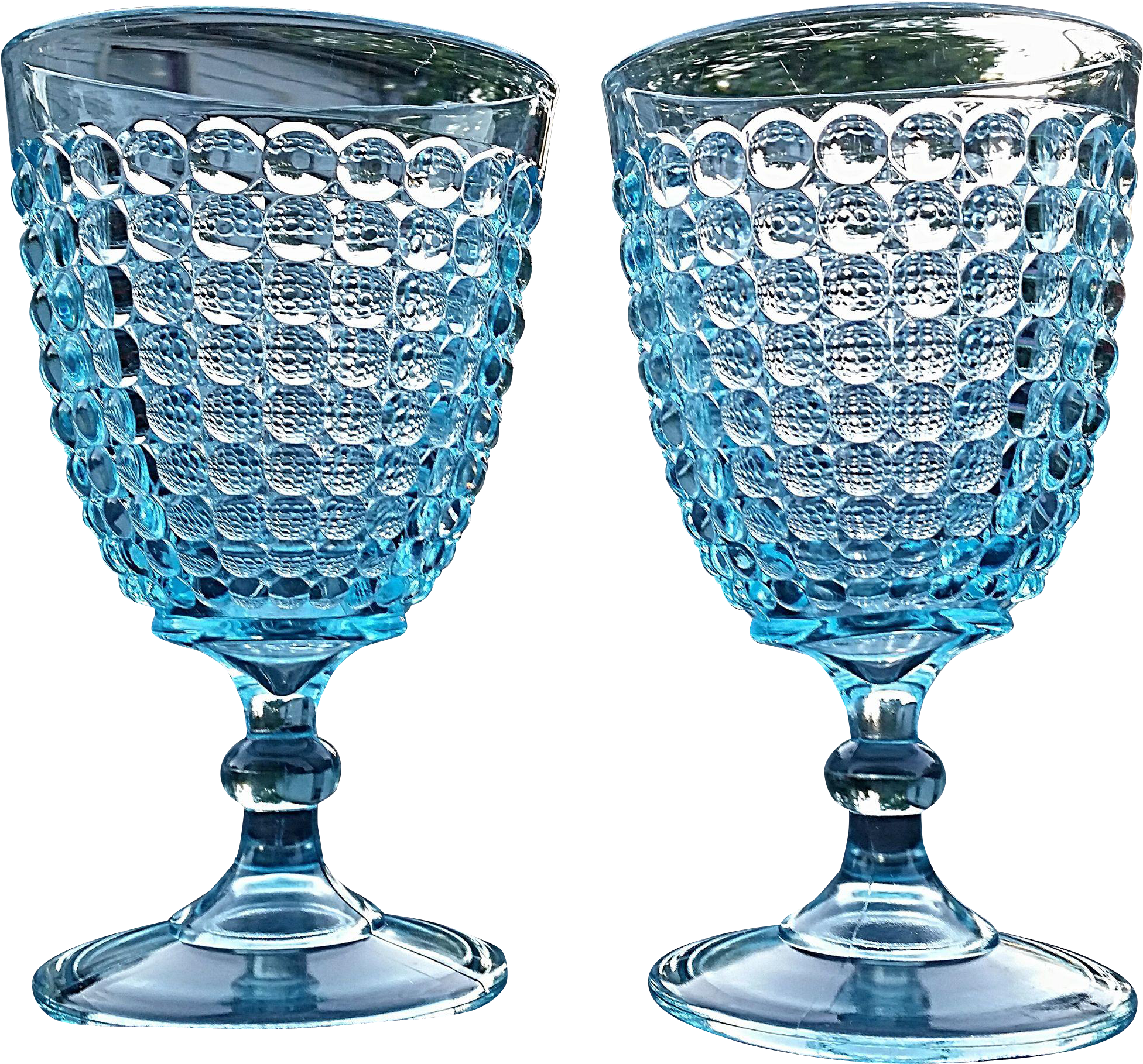 'thousand Eye' Adams Glass, Blue Goblet, Pair Found - Champagne Stemware (1951x1951), Png Download
