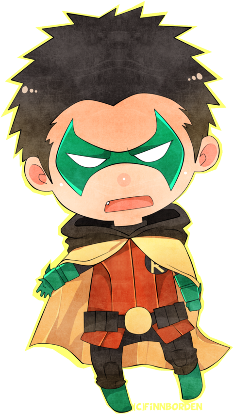 Damian Wayne 4th Robin Chibi By Finnborden - Damian Wayne (600x873), Png Download