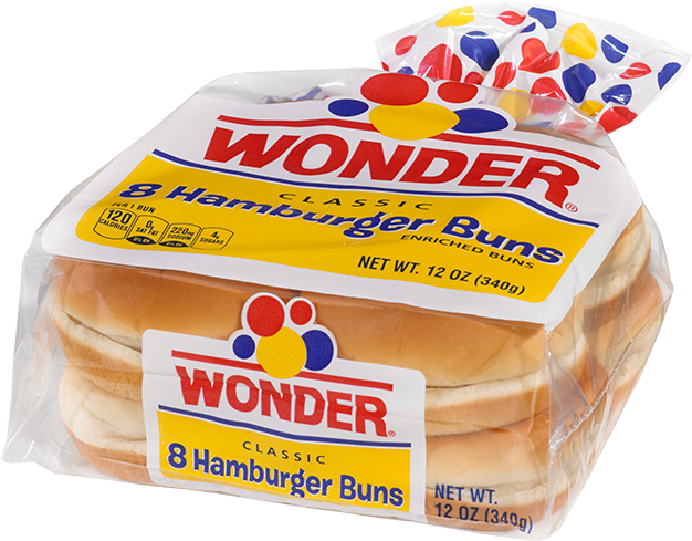 Classic Hamburger - Wonder Hamburger Buns, Enriched, Classic - 12 Buns, (701x584), Png Download