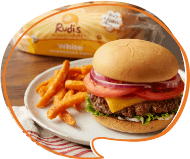 Rudi's Organic Wheat Hamburger Buns (391x331), Png Download