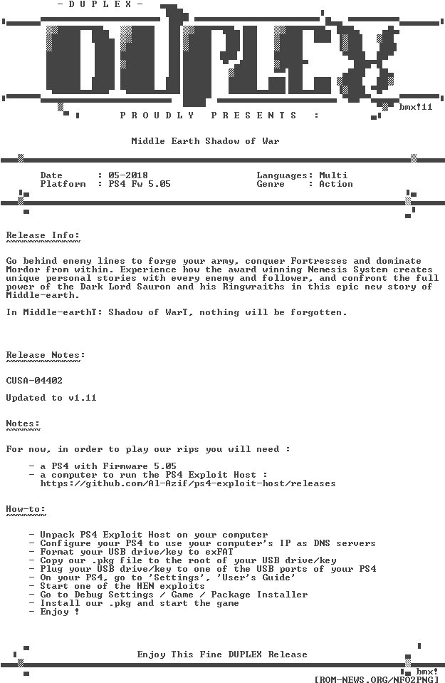 Middle - Earth - Shadow - Of - War - Ps4-duplex - - Ps 4 Duplex (632x972), Png Download