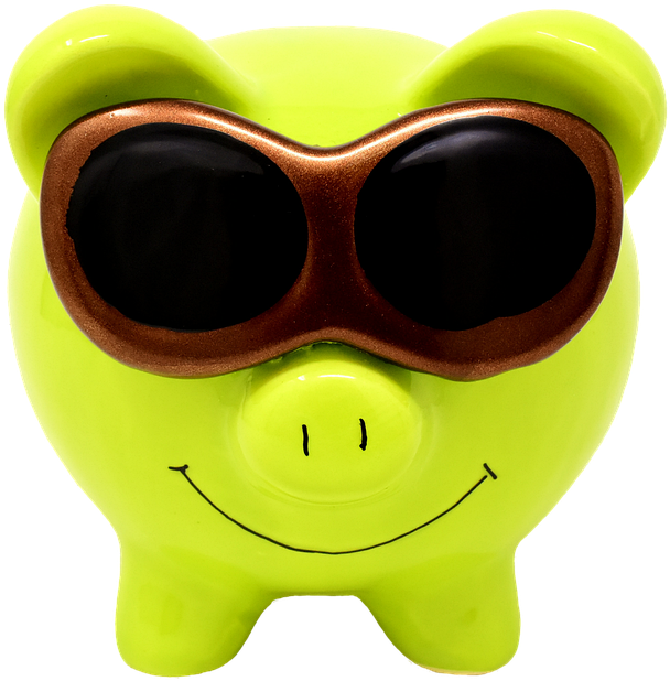 Piggy Bank, Sunglasses, Cool, Figure, Save, Ceramic - Piggy Bank (744x720), Png Download