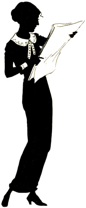 Woman Reading Newspaper Silhouette - Marching Band (374x886), Png Download