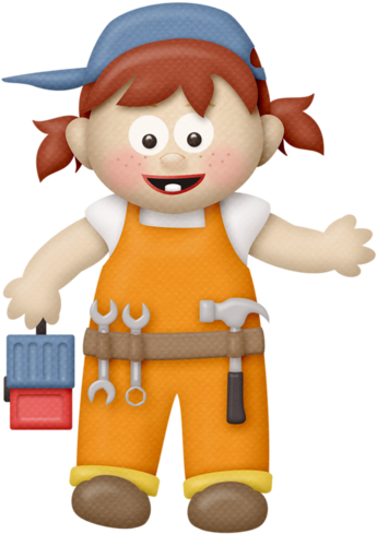 Girl Construction Clip Art (351x500), Png Download