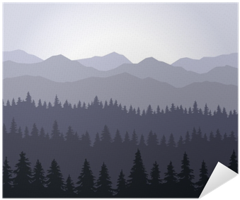 Blue Fog Coniferous Forest And Mountains Background - Forest (400x400), Png Download