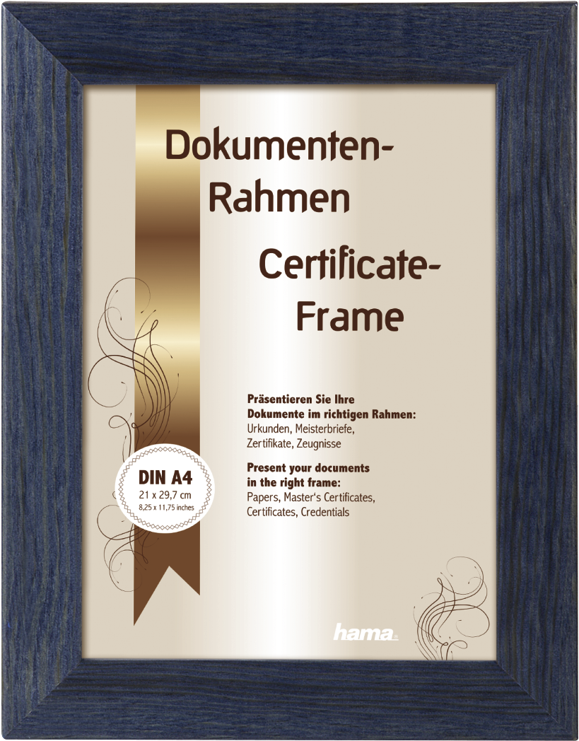 "riga" Wooden Frame, Blue, 21 X - Cadre Bois Oregon Chêne 21x29,7cm (1100x1100), Png Download