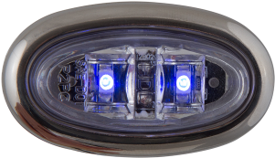 Mini Oval Clear Blue Clearance Marker Light With Stainless - Clearblue (470x352), Png Download