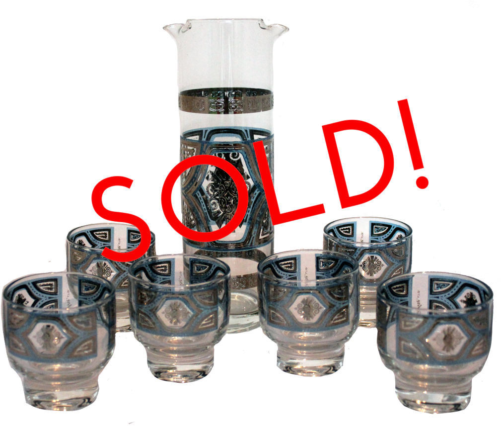 Sold Culver Blue & Silver Glasses W/ Martini Pitcher - Drip Coffee Maker (1024x874), Png Download