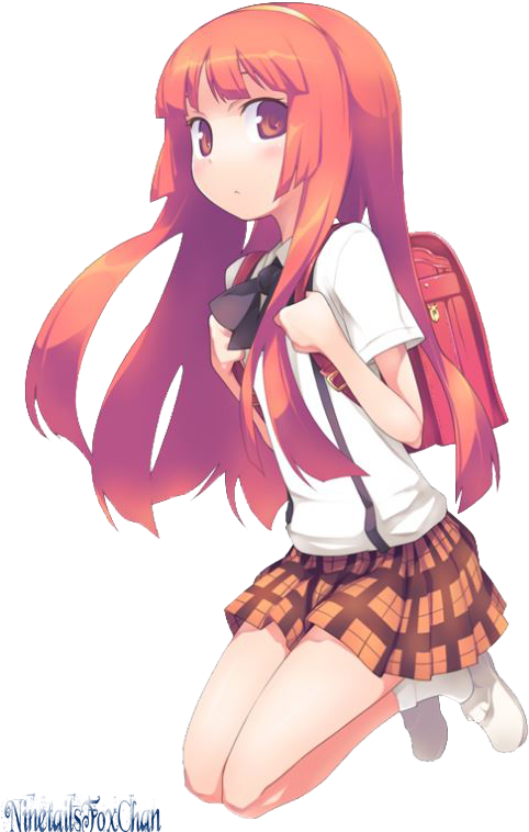 Com Jumping Anime Girl Render By Ninetailsfoxchan - Cartoon (482x758), Png Download
