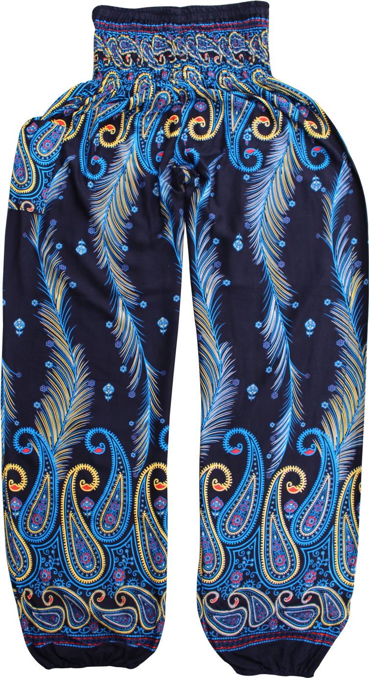 Blue Feather Harem Pants Bohemian Island - Harem Pants (1000x1500), Png Download