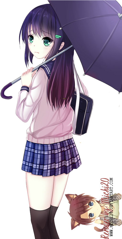 Anime Girl Kawaii Girl, Kawaii Anime, I Love Anime, - Anime Girl Umbrella Transparent (604x1000), Png Download