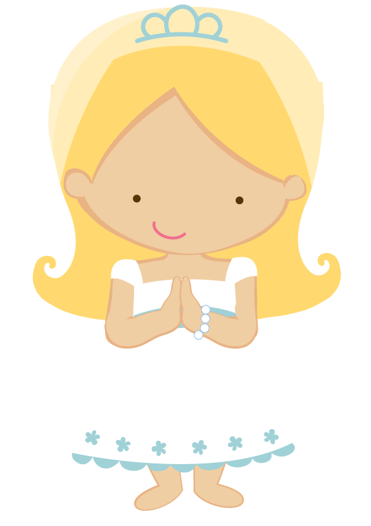 Svg Freeuse Stock Zwd Rosary Girl Png - Communion Girl Blonde Hair Clipart (540x765), Png Download