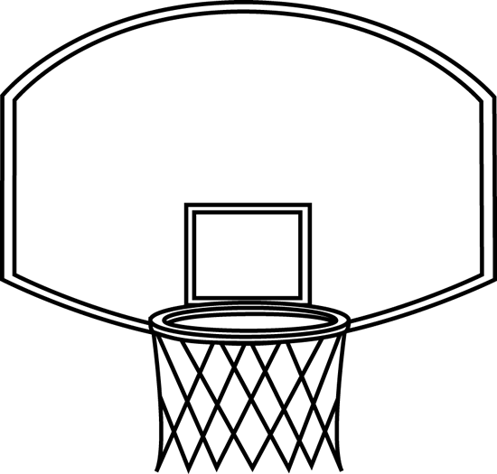 Black And White Basketball Backboard Clip Art - Basketball Backboard Clipart Black And White (550x525), Png Download
