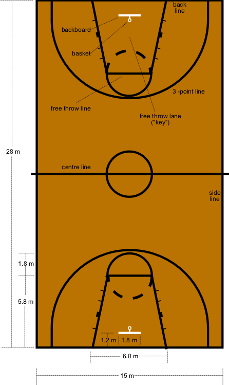 Key On A Basketball Court (446x749), Png Download