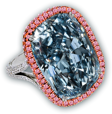 Fancy Blue Gray Cushion Cut Diamond Ring - Natural Fancy Blue Gray Cushion Cut Diamond Ring (450x450), Png Download